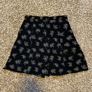 90s Gap Black Floral Skater Skirt